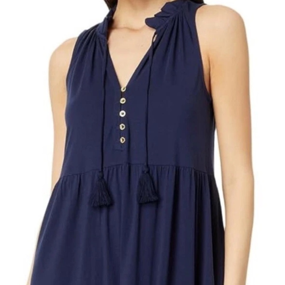Lilly Pulitzer Malone Navy Blue Cotton Sleeveless Tiered Maxi Dress Size XS NWOT - Picture 8 of 10
